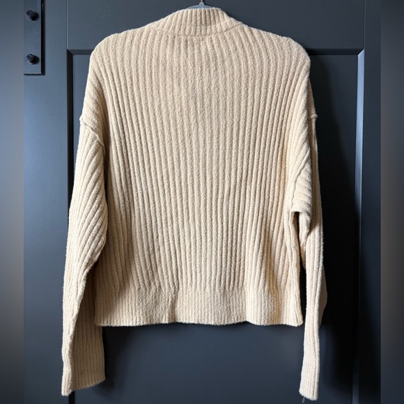 Free People Cream Ribbed Button Sweater - Picture 6 of 9